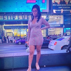 Long Sleeve Sequined Dress